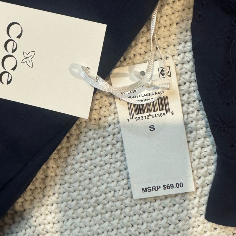 CeCe Elegant Navy Blouse - Picture 5 of 7
